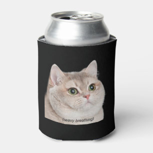 Heavy Breathing Cat Meme Double Sided Black Can Cooler
