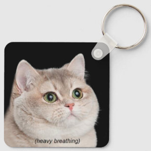Heavy Breathing Cat Meme Double Sided Keychain