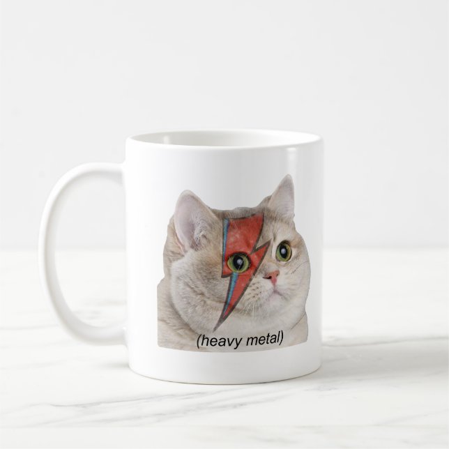 Heavy Breathing Cat Meme Heavy Metal Rocker Coffee Mug (Left)