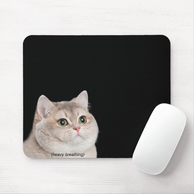 Heavy Breathing Cat Meme Mouse Pad (With Mouse)