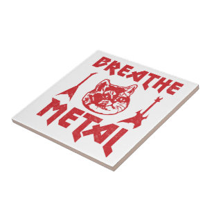 Heavy Breathing Cat Metal Tile