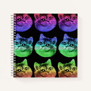 Heavy Breathing Cat Rainbow Pattern Notebook