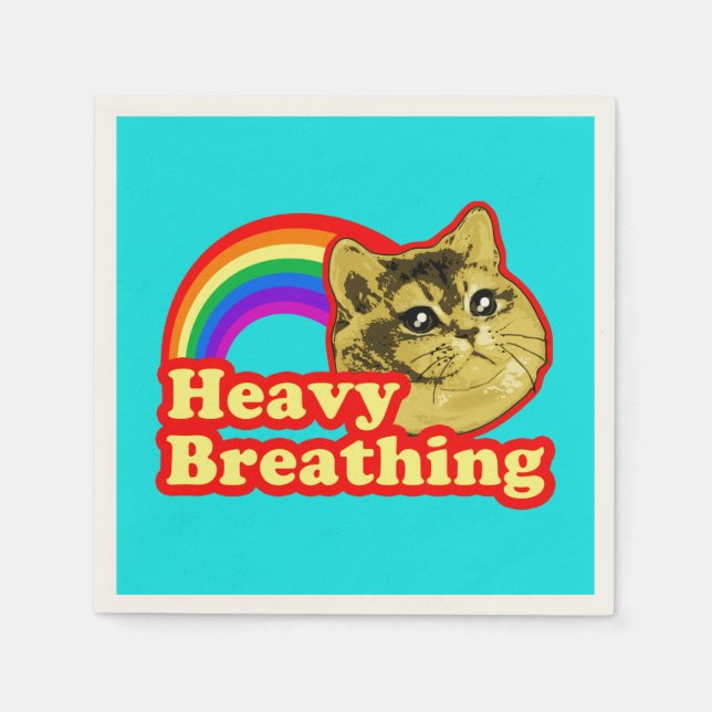 Heavy Breathing Cat with Rainbow Love Napkin (Front)