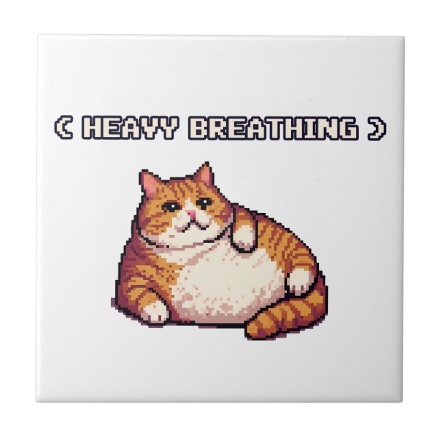 Heavy breathing fat cat meme pixel art tile (Front)