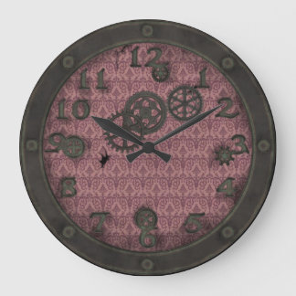 Heavy Bronze Steampunk Porthole Pink Large Clock