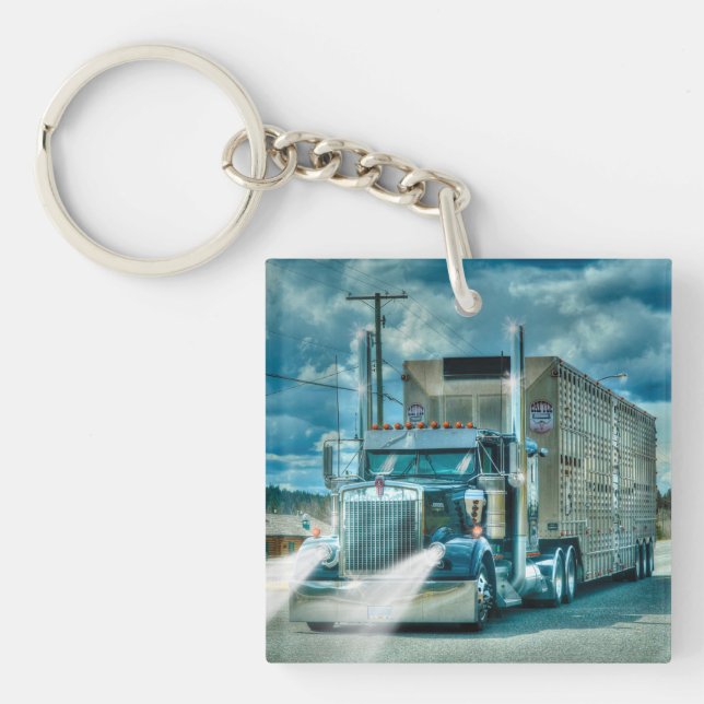 Heavy Cattle Truck Art for Lorry Drivers Key Ring (Front)