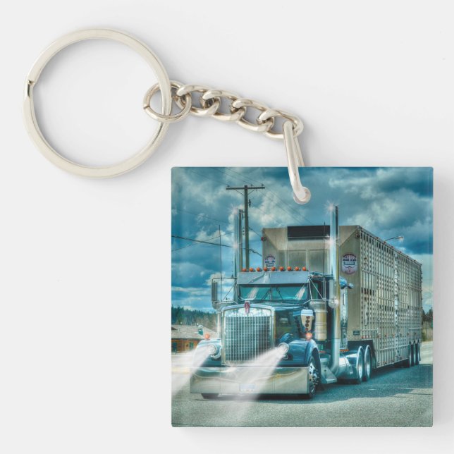 Heavy Cattle Truck Art for Lorry Drivers Key Ring (Front)
