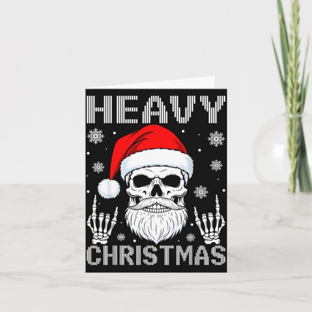 Heavy Christmas Skull Fans Rock Music Winter Holid Card (Front)