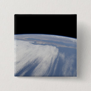 Heavy cloud cover over the Pacific Ocean 15 Cm Square Badge