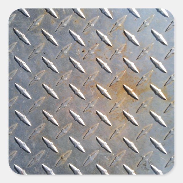 Heavy Duty Diamond Plate Steel Graphic Square Sticker (Front)
