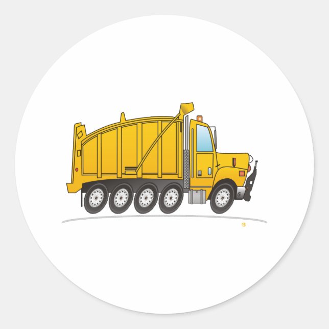 Heavy Duty Dump Truck Yellow Classic Round Sticker (Front)