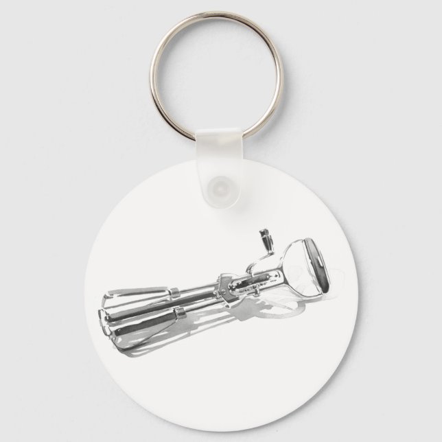 "Heavy Duty Egg Beater" Kitchen Art Watercolor Key Ring (Front)