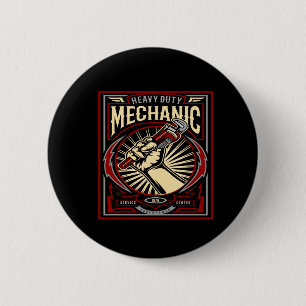 heavy duty mechanic 6 cm round badge