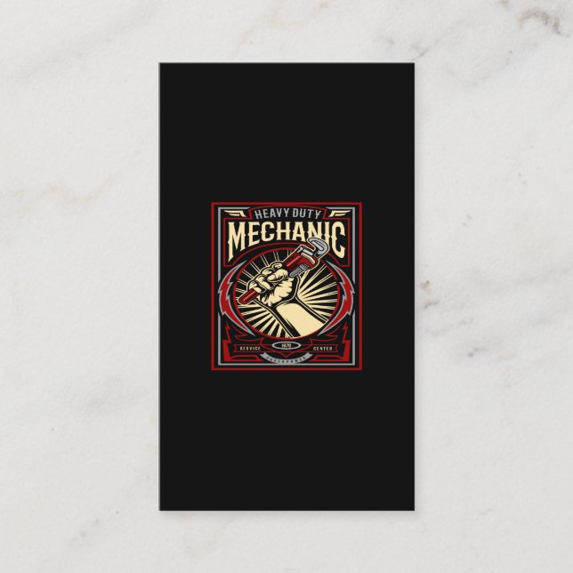 heavy duty mechanic business card (Front)