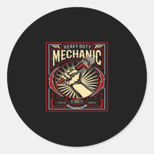 heavy duty mechanic classic round sticker