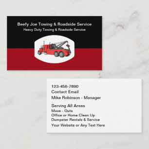 Heavy Duty Tow Truck Roadside Service Business Card