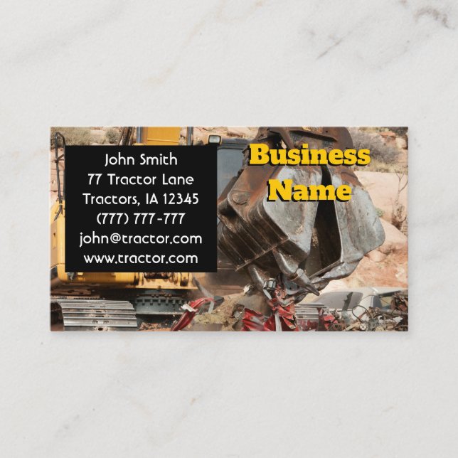 Heavy Equipment Black Business Card (Front)