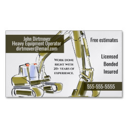 Heavy Equipment Business Card Custom Colours
