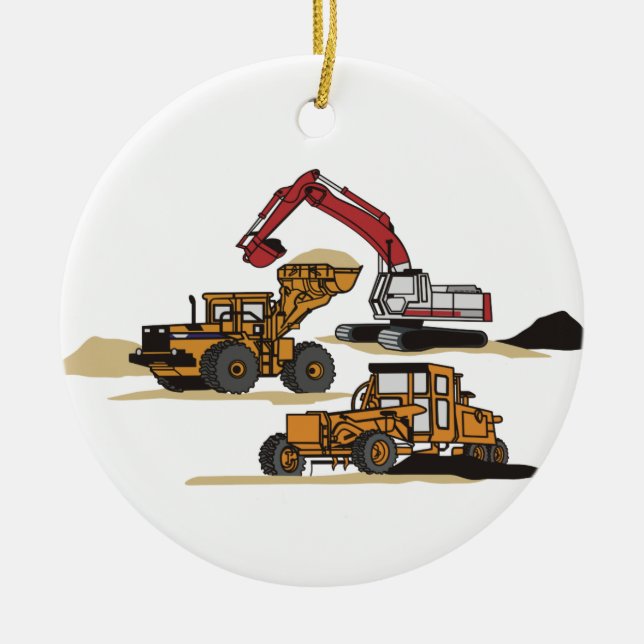 Heavy Equipment Ceramic Tree Decoration (Front)