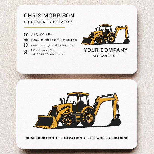 Heavy Equipment Construction Business Card (Creator Uploaded)