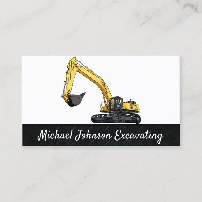 Heavy Equipment Construction Excavator Plant Business Card (Front)