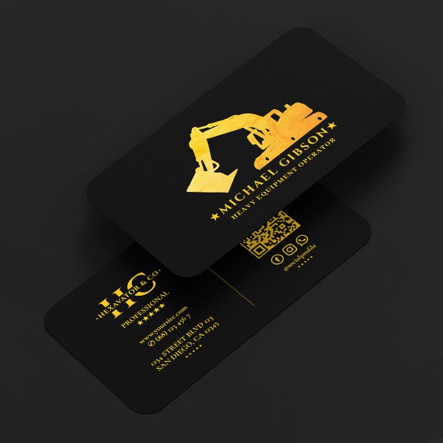 Heavy Equipment Operator Black Yellow Construction Business Card (Heavy Equipment Operator Black Yellow Construction Business Card
)