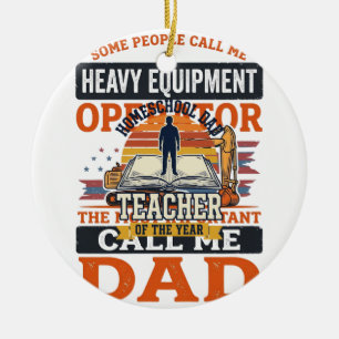 Heavy Equipment Operator Dad Vintage Shirt Design_ Ceramic Tree Decoration