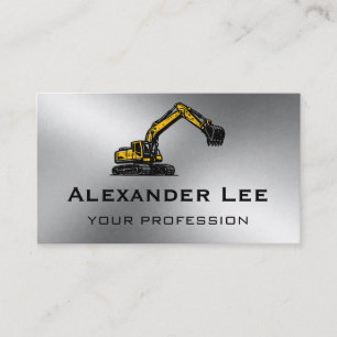 Heavy Equipment Operator Metal Business Card