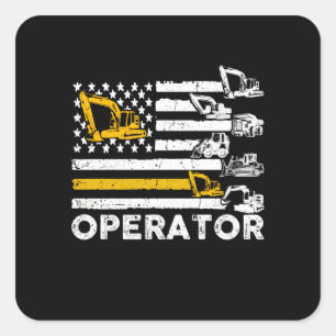 Heavy Equipment Operator Us Flag Square Sticker