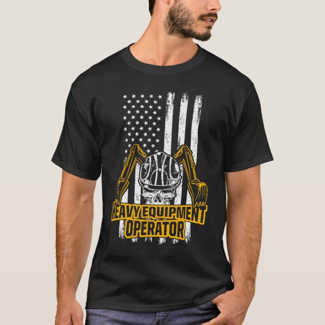 Heavy Equipment Operator US Flag T-Shirt (Front)