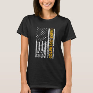 Heavy Equipment Operator USA Flag America Crane Op T-Shirt