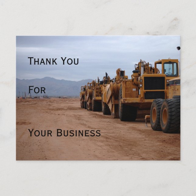 Heavy Equipment Thank You Postcard (Front)