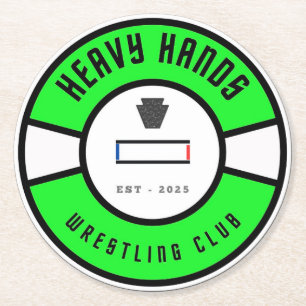 Heavy Hands Wrestling Club Classic Mug, 11 oz Round Paper Coaster
