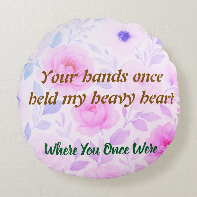 Heavy Heart & Quiet Echo, A Soft Touch of Memory Round Cushion (Front)
