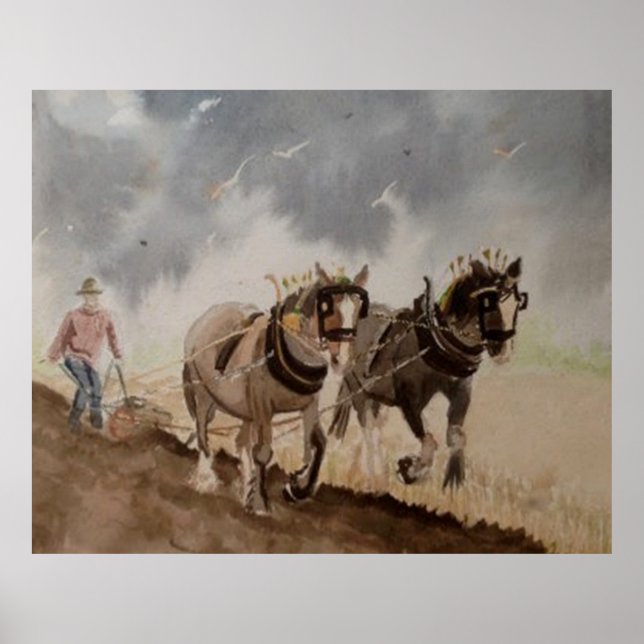 Heavy Horses Ploughing under a Heavy Sky Poster (Front)