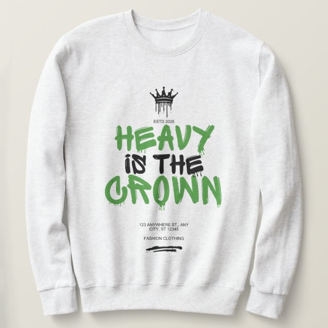 "Heavy Is the Crown" Black Men Graphic Sweatshirt (Design Front)
