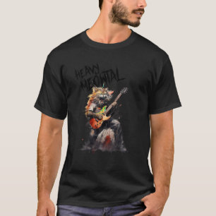 Heavy Meowtal Funny Cats Guitar Playing Rock Heavy T-Shirt