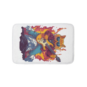 Heavy Meowtal – Rocking Cat Graphic Tee for Music Bath Mat