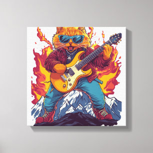 Heavy Meowtal – Rocking Cat Graphic Tee for Music Canvas Print