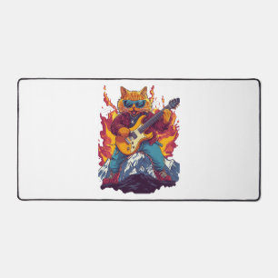 Heavy Meowtal – Rocking Cat Graphic Tee for Music  Desk Mat