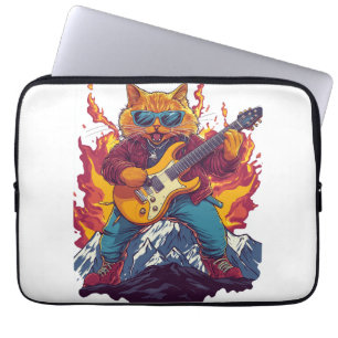 Heavy Meowtal – Rocking Cat Graphic Tee for Music Laptop Sleeve