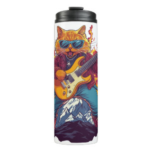 Heavy Meowtal – Rocking Cat Graphic Tee for Music Thermal Tumbler