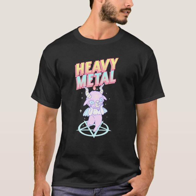 Heavy Metal Baby Goat Satanic Goth Death Metal T-Shirt (Front)