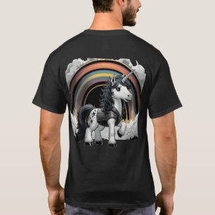 Heavy Metal Cartoon Unicorn with Rocker Vibes Fun T-Shirt