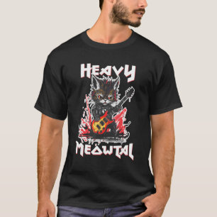 Heavy Metal Cat Playing Guitar Rock Cat Music Heav T-Shirt