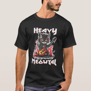Heavy Metal Cat Playing Guitar Rock Cat Music Heav T-Shirt