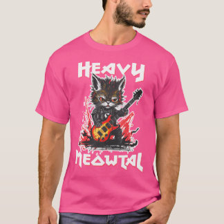 Heavy Metal Cat Playing Guitar Rock Cat Music Heav T-Shirt
