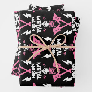 Heavy Metal Chick Music Fan Wrapping Paper Sheet