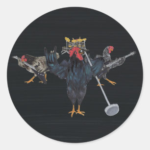 Heavy Metal Chickens Classic Round Sticker