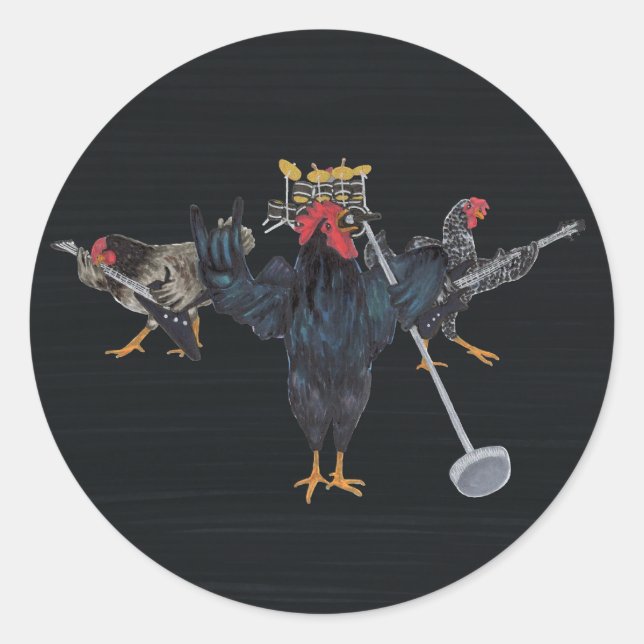 Heavy Metal Chickens Classic Round Sticker (Front)